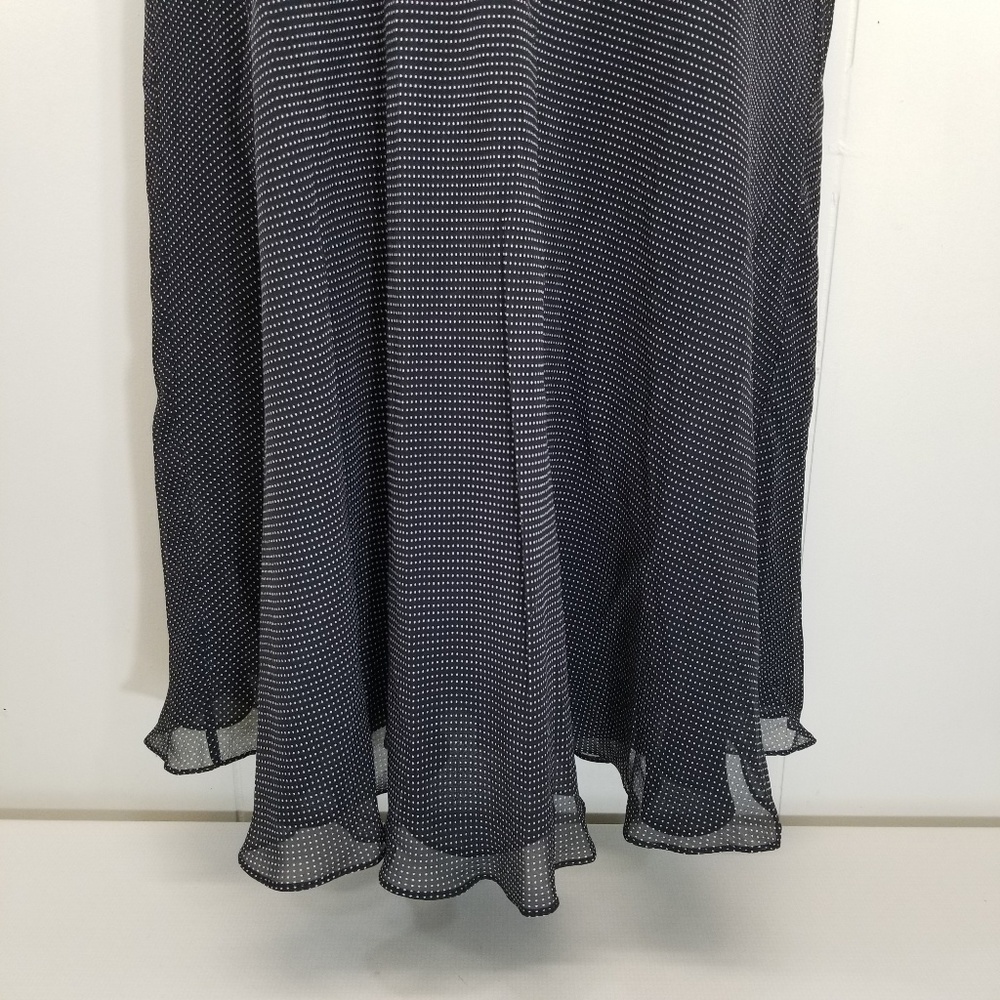 Ralph Lauren 14 Silk Dress Flare Polka Dot Ruffle Sleeveless Cruise Party - Picture 3 of 7